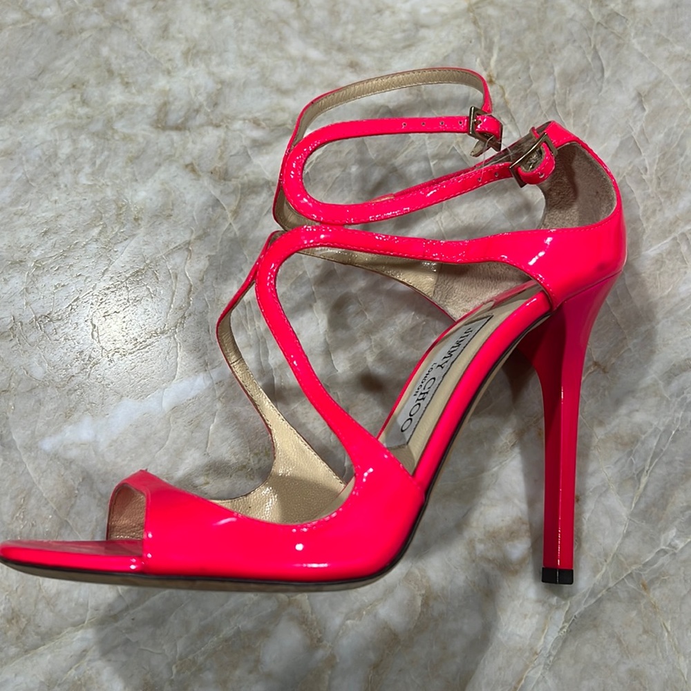 jimmy Choo Neon Patent Fuscia Size 37.5 Lance